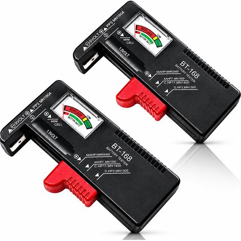2PCS Testeur de Piles Universel, Testeur de Piles pour AAA, AA, C, D, 9V et Piles à Bouton, Contrôleur de Tension de Batterie, Indicateur de Charge (1/5)