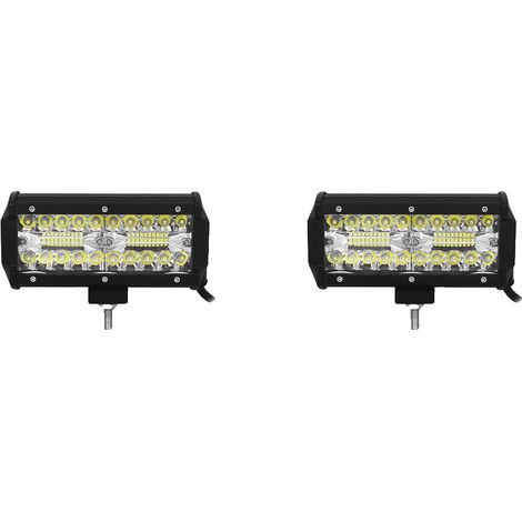 Barra de luz LED de alto brillo, diseño impermeable, 2 x 7 pulgadas, 120 W, inalámbrica. (1/2)