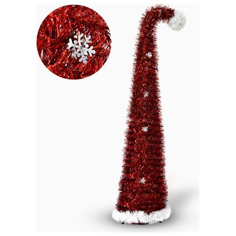 Sapin de Noël pliable fêtes rouge de 1,5 m avec décoration en flocons de neige, sapin de Noël en guirlandes, artificiel, adapté aux festivals (1/5)