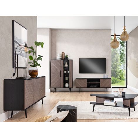 Wohnmöbel Set graphit mit braun PRETORIA-132 in Holzoptik 4-teilig (1/5)