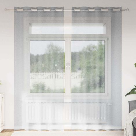 Voile-Vorhang 2 pcs Dunkelgrau 245 x 140 cm Polyester