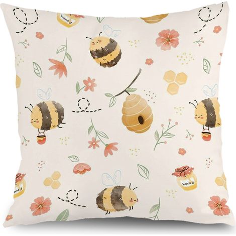 Housse de coussin feuilles imprimées, décoration maison rustique,40×40cm (1/5)