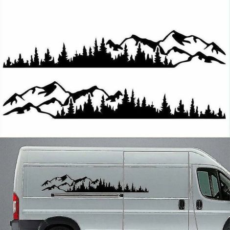 Autocollant Voiture Montagne - Vinyle Extérieur Résistant - Pour Fenêtre Pare-Chocs Porte Camion Kayak - Lot de 2 (1/5)