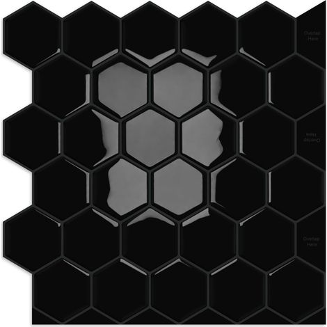 Noir hexagonale à décoller et à coller pour crédence murale (1/5)