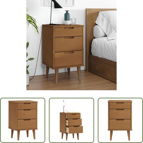 Bois de pin massif - Table de chevet MOLDE Marron 40x35x65 cm Bois de pin solide (1/5)