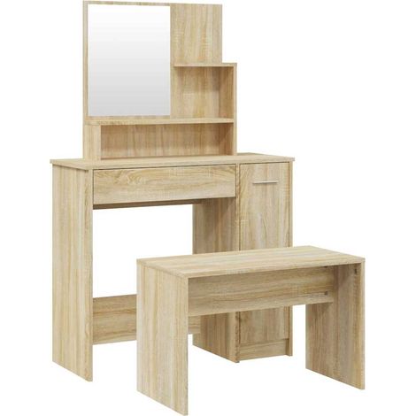 Maison Exclusive - Set Tavolo da Toeletta Rovere Sonoma 86,5x35x136 cm (1/5)