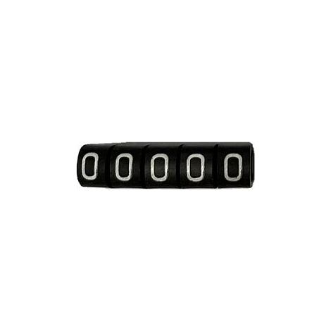 Repère câble RS PRO, Ø câble 3  4.2mm, texte : 0, Blanc sur Noir ( Prix pour Sachet de 250 )