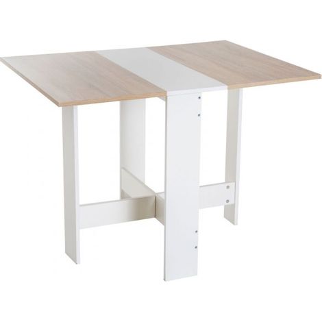 EASYCOMFORT Tavolo da Pranzo Allungabile, Tavolo Pieghevole in Legno 103×76×73.5cm Rovere Bianco