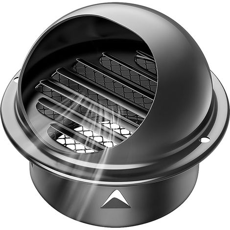 φ150mm Grille d'Aération Ronde Grille Ventilation Hotte, Bouchon Rond en Acier Inoxydable 304 Avec/Maille - Noire (1/5)