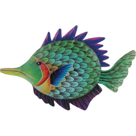 Décoration murale en métal représentant un poisson de l'océan, sculpture à suspendre pour l'intérieur et l'extérieur. (1/4)
