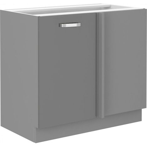 Eckunterschrank 105 Bianca Grau Hochglanz Küchenzeile Küchenblock Küche Grey (1/4)