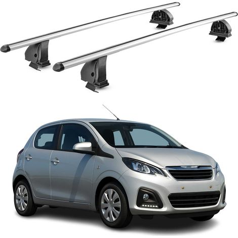 OMAC Barres de toit transversales en aluminium pour Peugeot 108 2014-2021 5Portes – TÜV / DIN 75302:2019 – Antivol inclus – Charge max 75 kg – 2 barres – Gris (1/5)