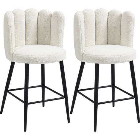 Set 2 Sgabelli 52x53x93 cm in Poliestere e Acciaio Bianco e Nero (1/5)