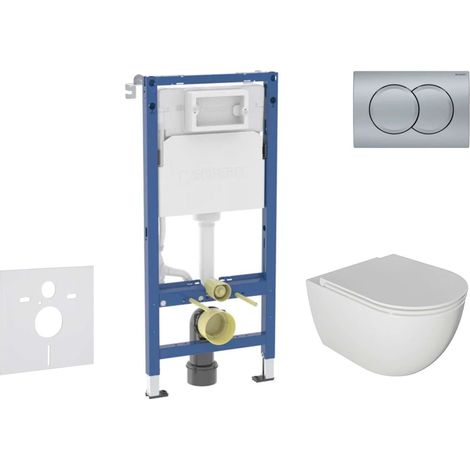 Geberit Duofix - Set Vorwandelement, WC Oudee mit Softclose-Sitz und Delta01-Betätigungsplatte, chrom matt SANI11CA1125B (1/5)