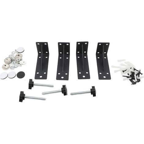 Supports d'évier encastrés pour armoire étroite, Kit de réparation avec revêtement noir, Support antirouille, 4 pièces. (1/2)