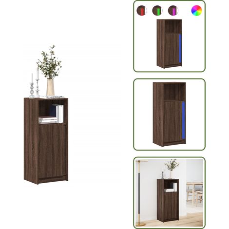 Credenza in legno multistrato - vidaXL Credenza con LED Rovere Marrone 42,5x34x100cm Legno Multistrato - Credenza con ante