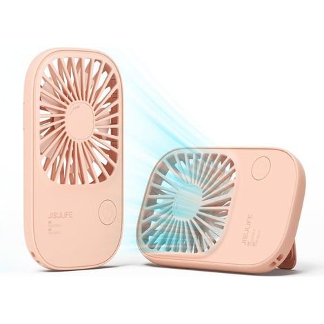 (Rose)Ventilateur USB Portable Rechargeable Ventilateur Petit à Main 3-17H D'utilisation 4 Vitesse Ventilateur de Table Pliable Rose