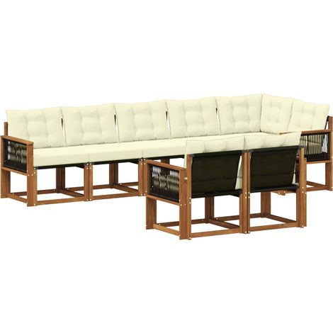 Outdoor Sofa Set with Cushion 8 pcs Natural and Cream vidaXL (1/5)