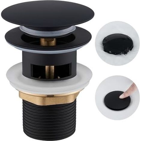 (6.6×6.6×8cm)Sink Plug with Overflow, Bathroom Sink Plug, Pop-up Clic Clac Anti-clogging Waste Plug, Universal Standard-G 1 ¼, Finish (1/4)