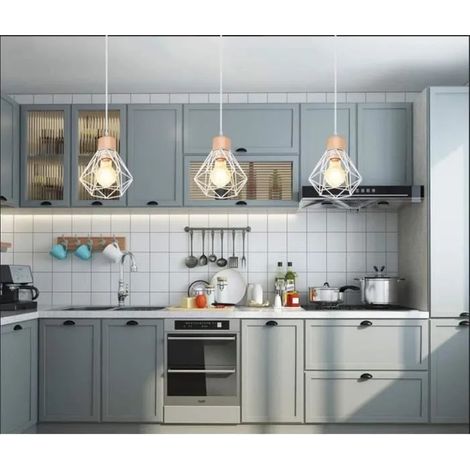 3pcs Lampe Suspension Vintage Moderne,Lustre Luminaire Industrielle en Cage Fer Style Edison pour Salon Chambre (1/4)