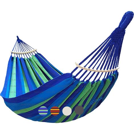 Hängematte für 2 Personen, 220 x 160 cm, Gesamtlänge: 330 cm, Tragkraft: 300 kg, aus Baumwoll-Canvas, für Garten, Terrasse, Balkon, Kinderzimmer, rot, mit abnehmbarer Spreizstange