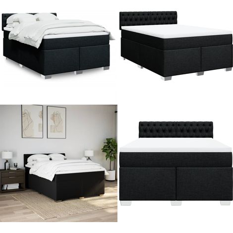 vidaXL Boxspringbett mit Matratze Schwarz 140x200 cm Stoff (1/5)
