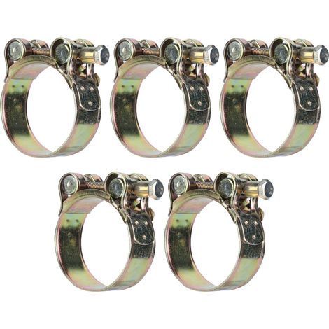 Kit de 5 colliers de serrage à tête unique en acier galvanisé, adaptés aux applications automobiles et mécaniques, spécifications 32-35 mm / 1,3-1,4 pouces.
