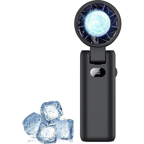 Ventilador portátil turbo plegable de 3600 mAh，100 velocidades continuas，recargable por USB，ideal para la oficina，color negro (1/5)