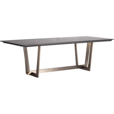 Table à manger art déco noir cuivre finition vieillie - Noir effet vieilli cuivre (1/5)