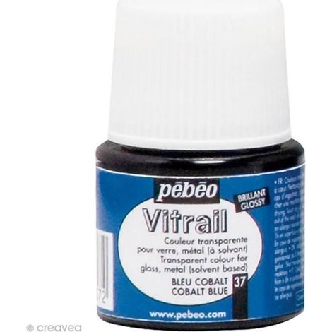 Peinture vitrail transparente - Pébéo - 45 ml - Bleu cobalt transparent (1/4)