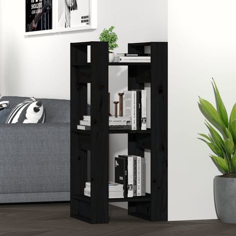 Bibliothèque Séparateur de pièce Style scandinave - Meuble de Rangement - Noir 41x35x91 cm Pin solide Chic-346253 (1/5)