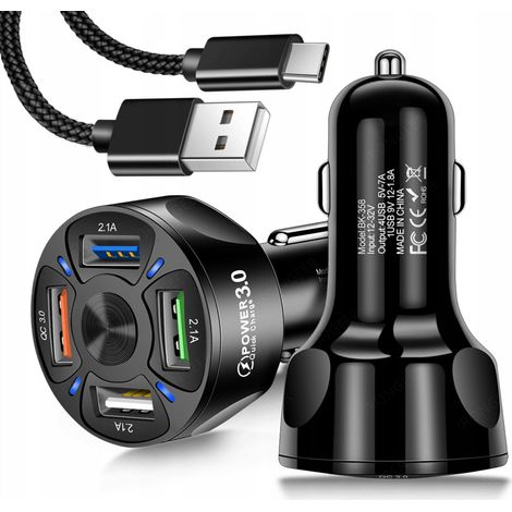 Schnell-Autoladegerät 4x USB QC 3.0 + Kabel Koanni