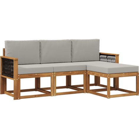 Outdoor Sofa Set with Cushion 4 pcs Natural and Light Grey vidaXL (1/5)