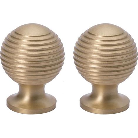 2Pcs Bouton de Meuble Boutons de Tiroirs Boutons D'armoire en Laiton Massif Poignées de Meuble Doré pour Armoire de Cuisine,Commode 25x34mm (1/4)