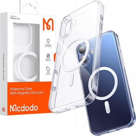 Mcdodo magnetische, transparente Schutzhülle, verstärkt für MagSafe iPhone 16 (1/5)