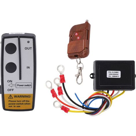 Kit ricevitore chiave telecomando wireless per verricello a lunga distanza da 75 piedi (23 metri) DC 12V 24V universale (1/5)