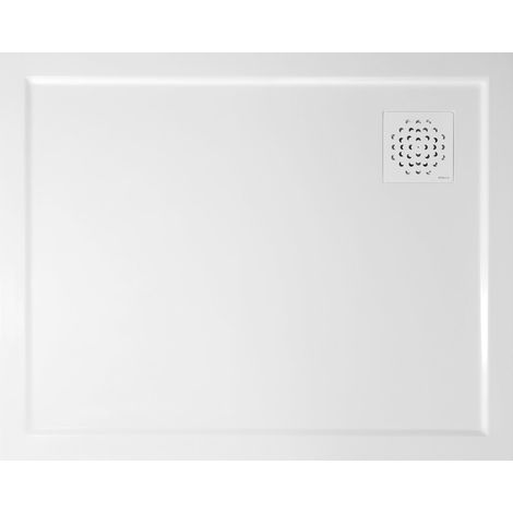 Receveur de douche XENA en marbre moulé, rectangulaire 100x80cm, blanc (1/4)