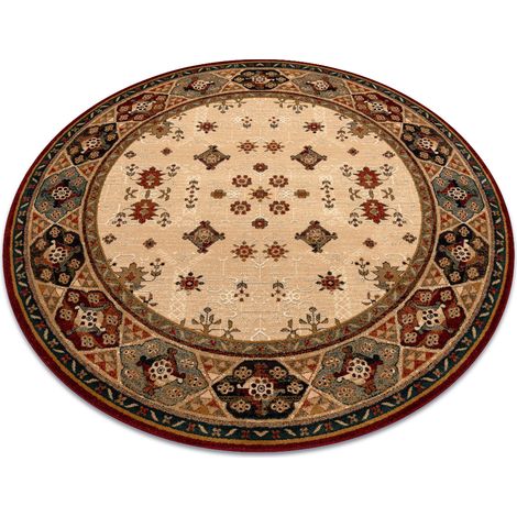 Wollteppich OMEGA Kreis TAROS orientalisch rote 2 Terrakotta beige rund 135 cm