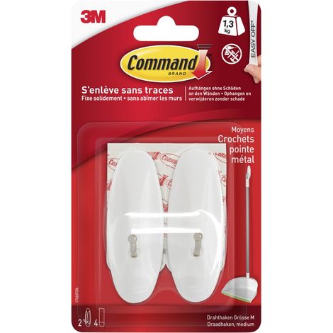 COMMAND - Crochet adhésif blanc moyen blister de 2 (1/5)