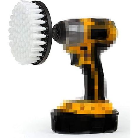 Brosse pour perceuse à poils doux blancs de 12,7 cm – Nettoyage du bac en fibre verre, rembourrage microfibre, tapis voiture, siège bateau avec tige changement rapide - (1/5)