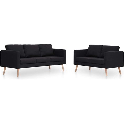 Ensemble de Canapé Sofa 2 pcs tissu noir