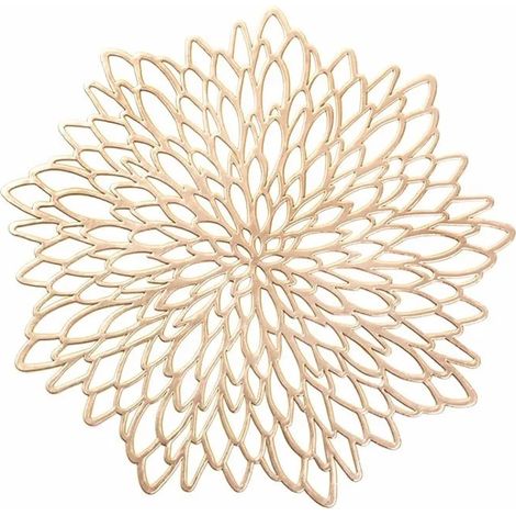 Lot de 6 sets de table ronds en PVC, lavables et résistants à la chaleur,pour table de cuisine,centre de table de mariage,or foncé (1/5)