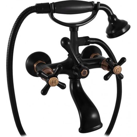 Mélangeur baignoire MORAVA RETRO laiton noir mat et bronze (1/5)