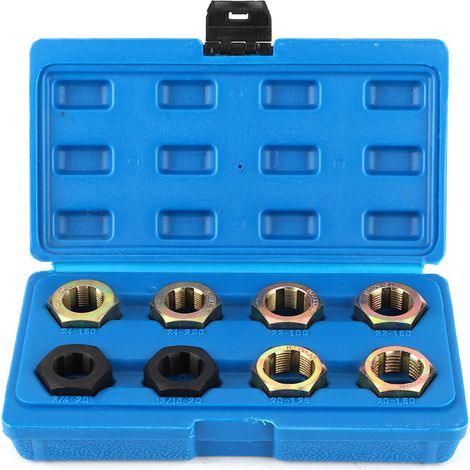 Kit d'outils de refiletage métrique de réparation de filetage, ensemble fractionné de broche d'essieu universel 8 pièces (1/5)