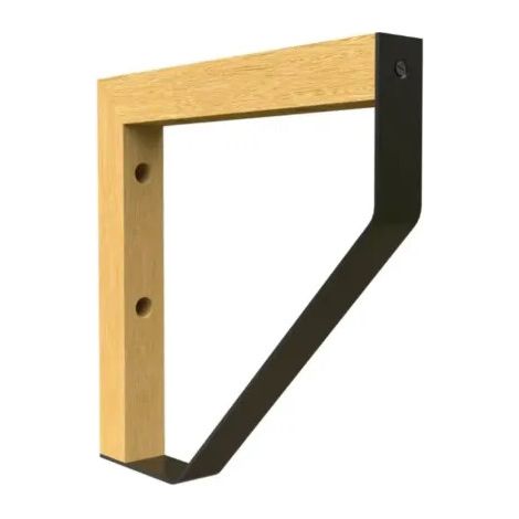 Winkelkonsole zum Anschrauben MIX P aus unbehandelter Buche/Schwarzstahl, 202x202mm.