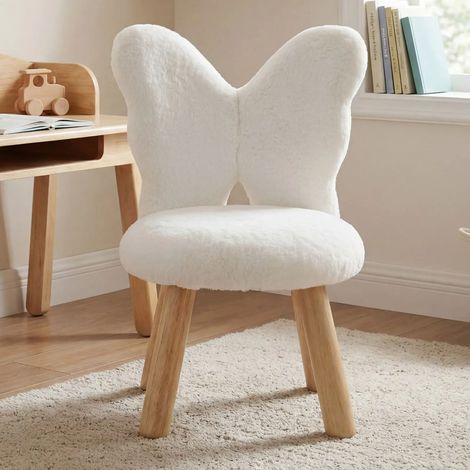 Wahson Poltroncina per Camerette in Pelliccia, Sintetica a Forma di Farfalla con Schienale per Soggiorno/Camerette, Bianco (1/5)