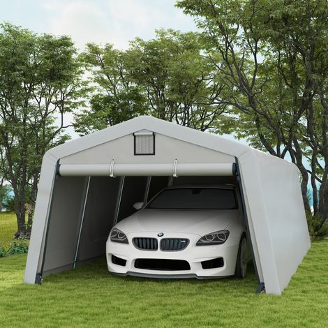 Tente garage carport dim. 6.2L x 3.3l x 2.4H m acier galvanisé robuste PE haute densité 150 g/m² imperméable anti-UV