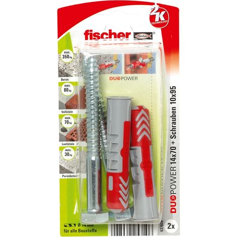 Fischer 2x DUOPOWER 14x70 S avec vis - 537626