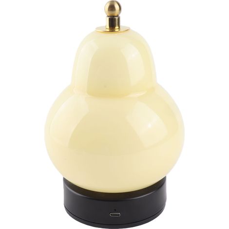 Lampe de chevet poire calebasse tactile variateur sans fil rechargeable 3 modes d'éclairage jaune pour chambre table de nuit (1/5)