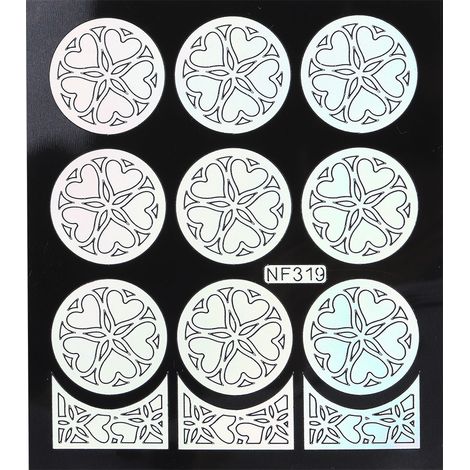 Autocollants pour ongles motifs floraux, pochoir de manucure NF319, stickers nail art réutilisables, décalcomanies pour vernis à ongles. (1/3)